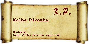 Kolbe Piroska névjegykártya